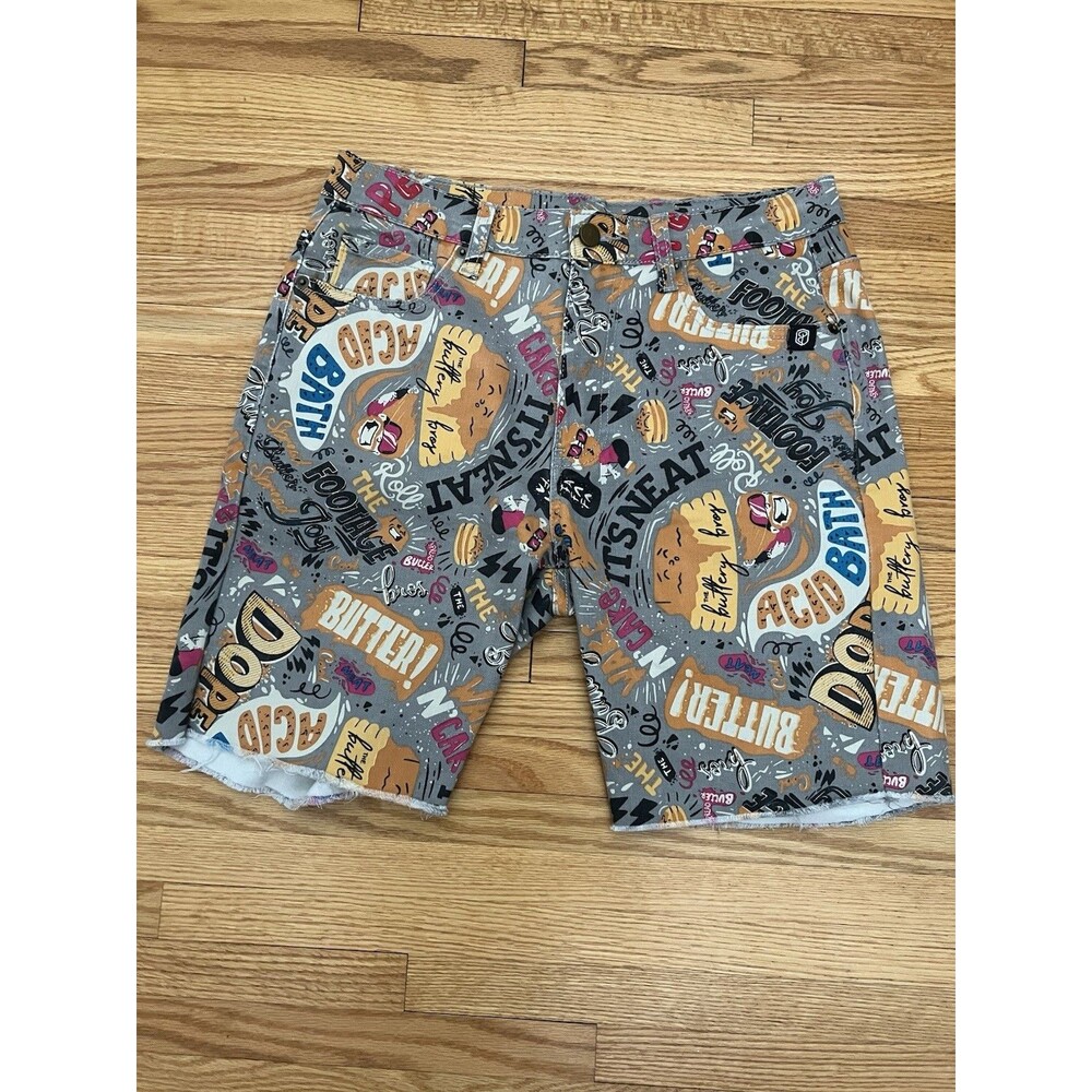 Born Primitive The Buttery Bros Men's Spellout Party 5 Pocket Shorts Size M Gray